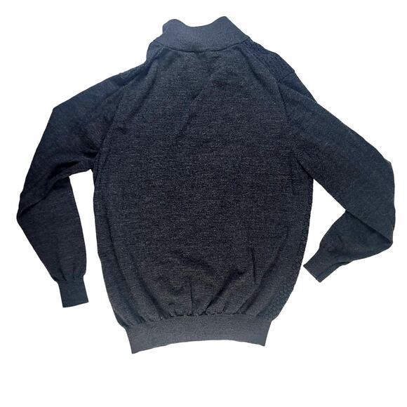 Lentier 100% Merino Wool Gray 1/4 Zip Sweater Men's SZ L - Picture 2 of 7